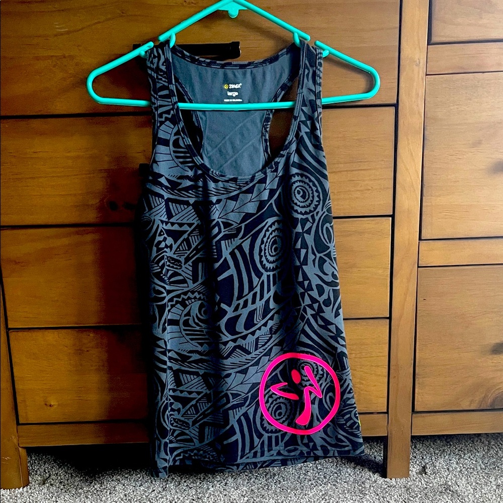 Zumba Fitness Black and Pink Tribal Tank Top